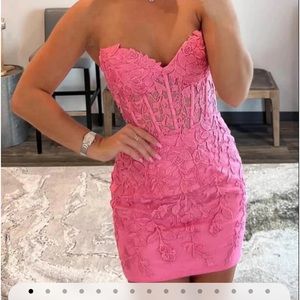 Corset pink flower homecoming dress!